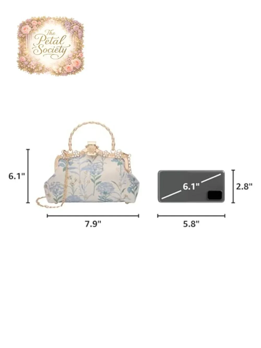 Vintage Chinese Embroidery Jacquard Evening Clutch with Metal Frame